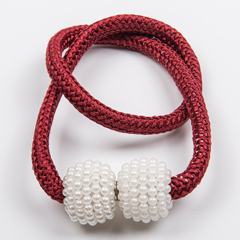 Maroon । Magnetic Curtain Tieback with Big Pearl Ball (1 Pair) । CN-28 - Image 3