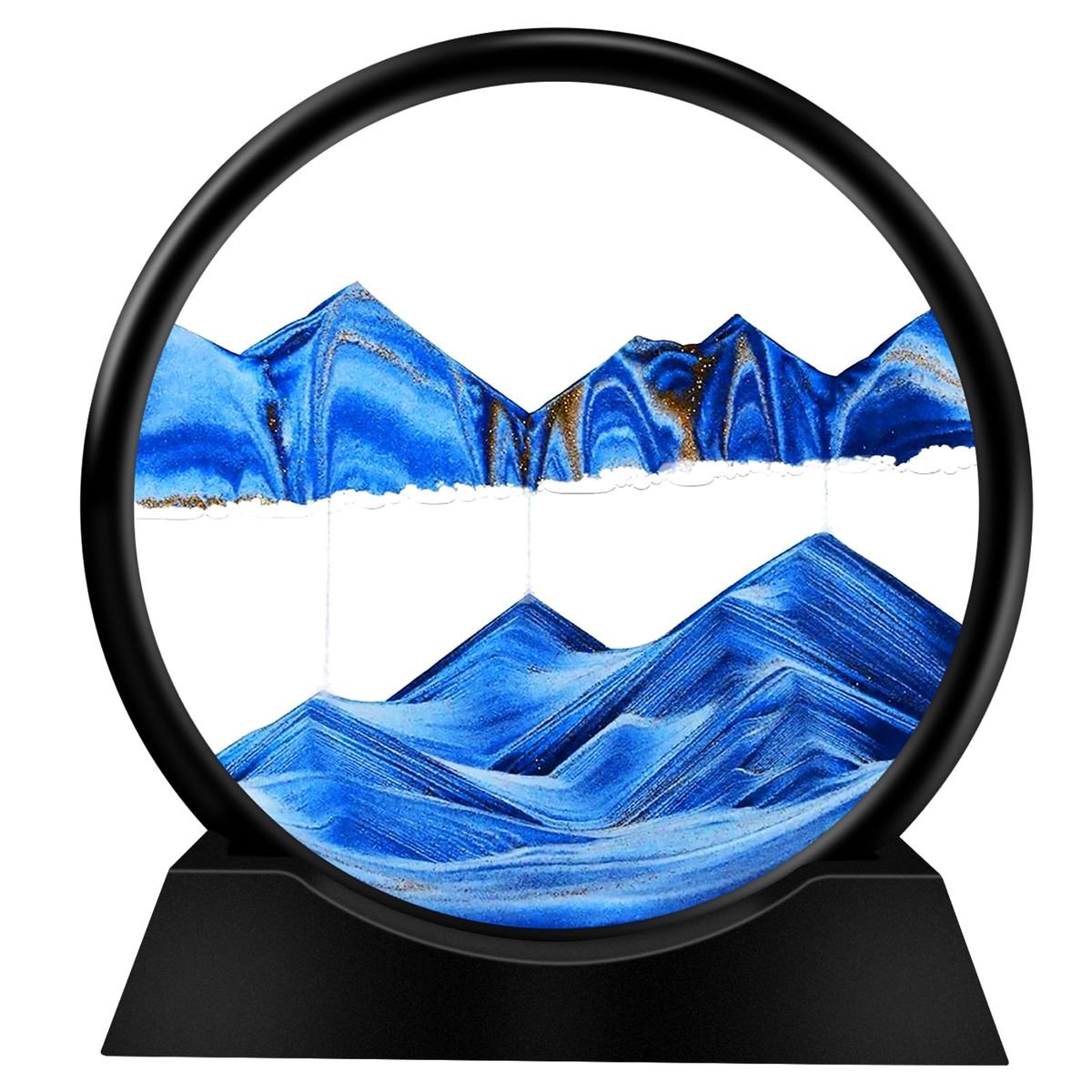 Blue । Round Glass 3D Deep Sea Sandscape  in Motion (12 inch) । CN-23